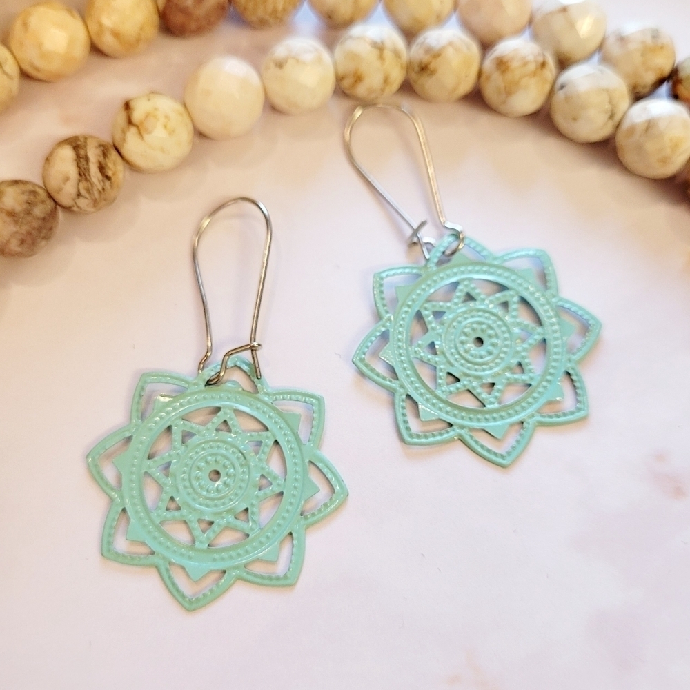 PLUNDER TURQUOISE FILIGREE DROP EARRINGS
